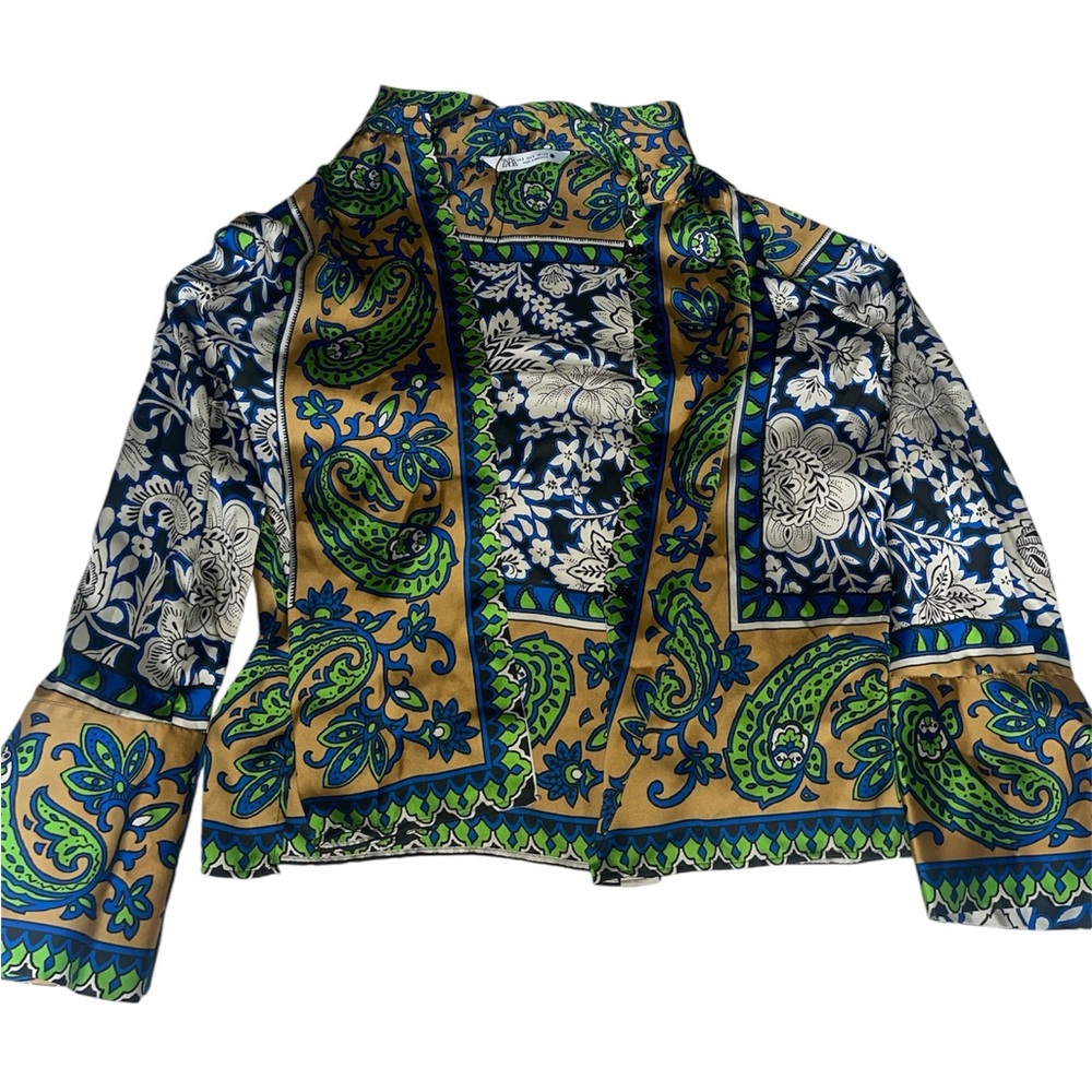 Zara Printed Long Sleeve Button Up Shirt